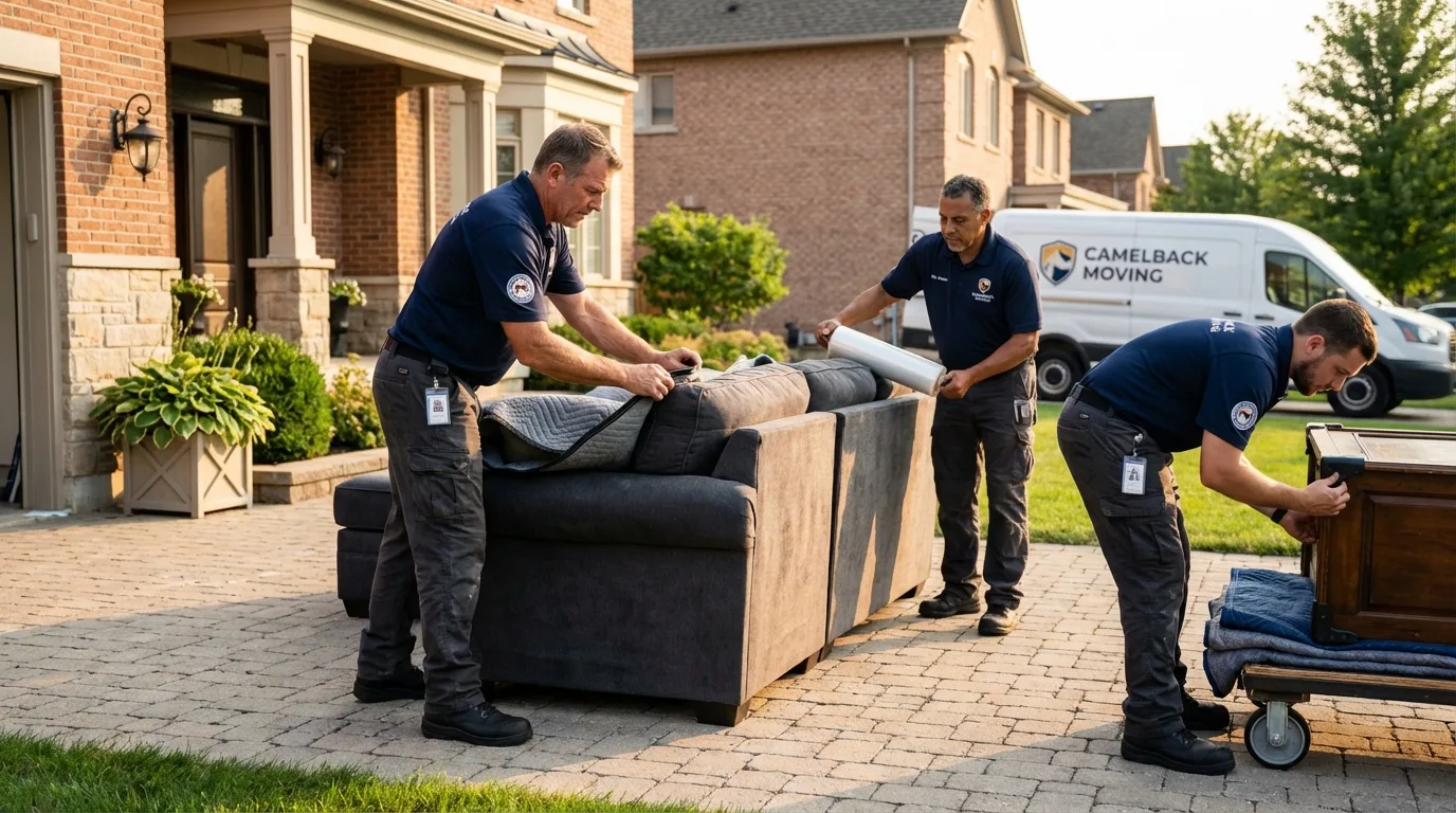 Large estate moving crew wrapping furniture in Berkeley Heights, NJ